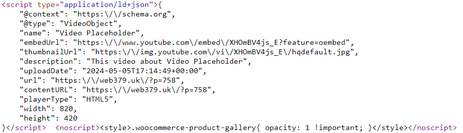 generate the appropriate VideoObject structured data
